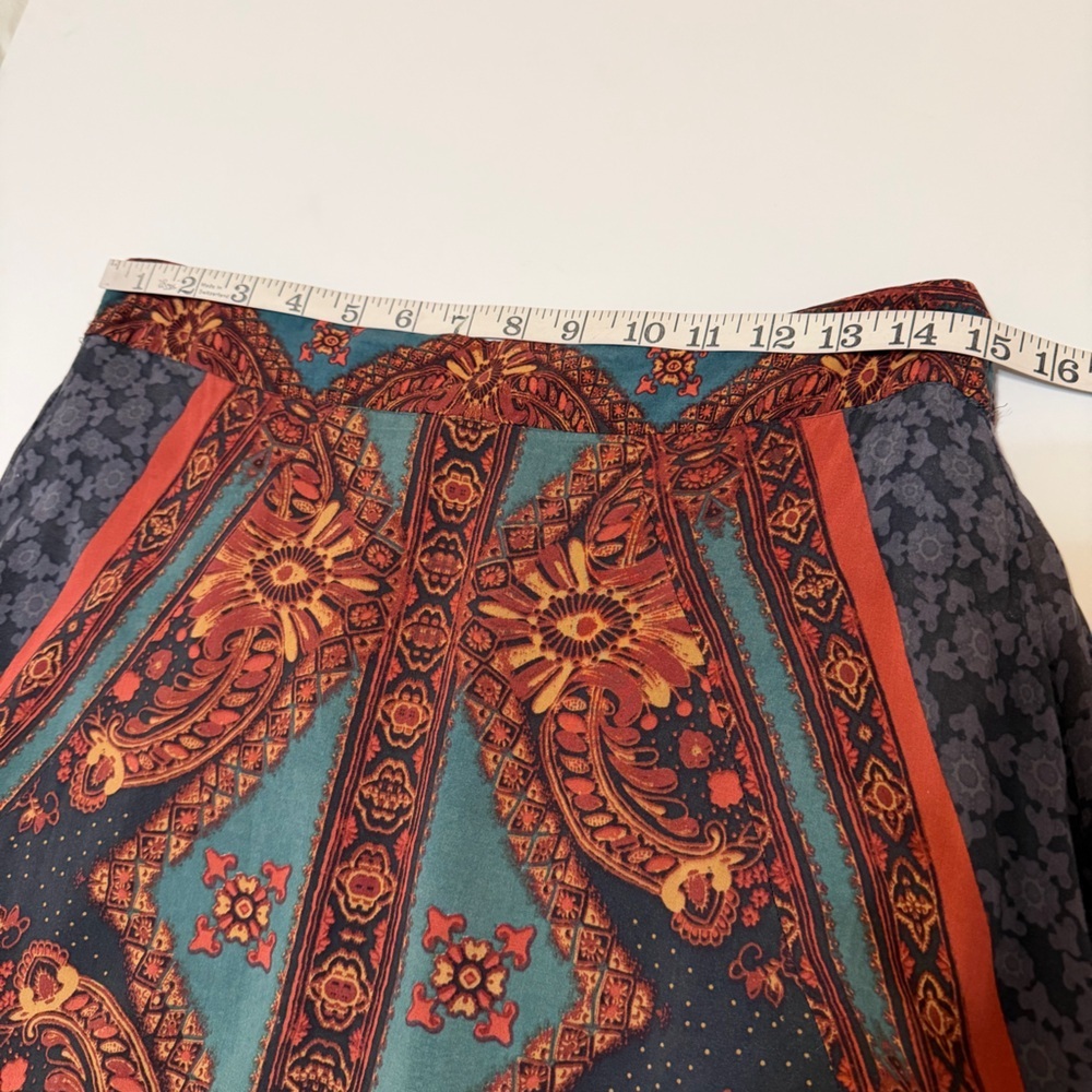 Free People Bedouin Traveler handkerchief skirt, flowy Rayon, bohemian print, M - Picture 3 of 10